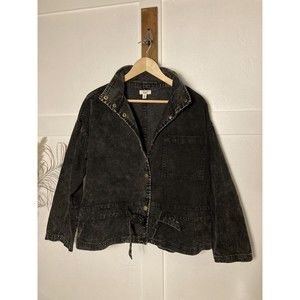Easel Brand Anthropologie Button Down Black Denim Jacket Women’s Sz Small
